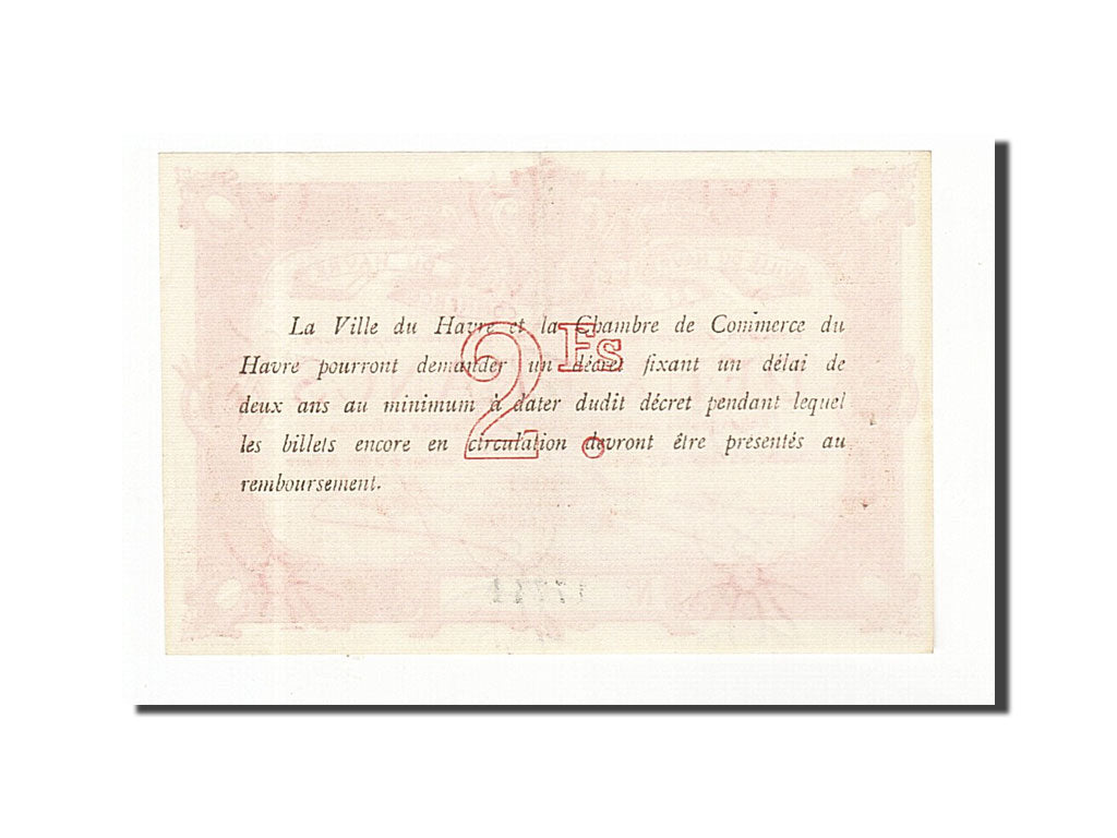 Banknote, Pirot:68-19, 2 Francs, 1917, France, UNC(60-62), Le Havre