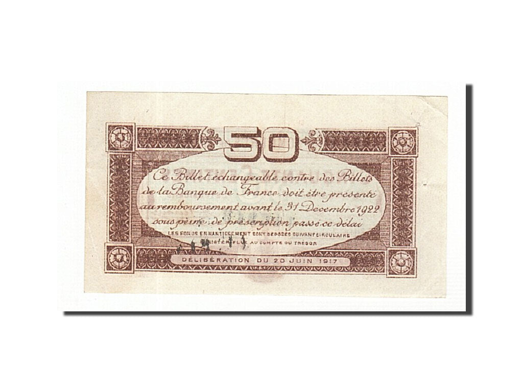 Banknote, Pirot:122-22, 50 Centimes, 1917, France, AU(55-58), Toulouse