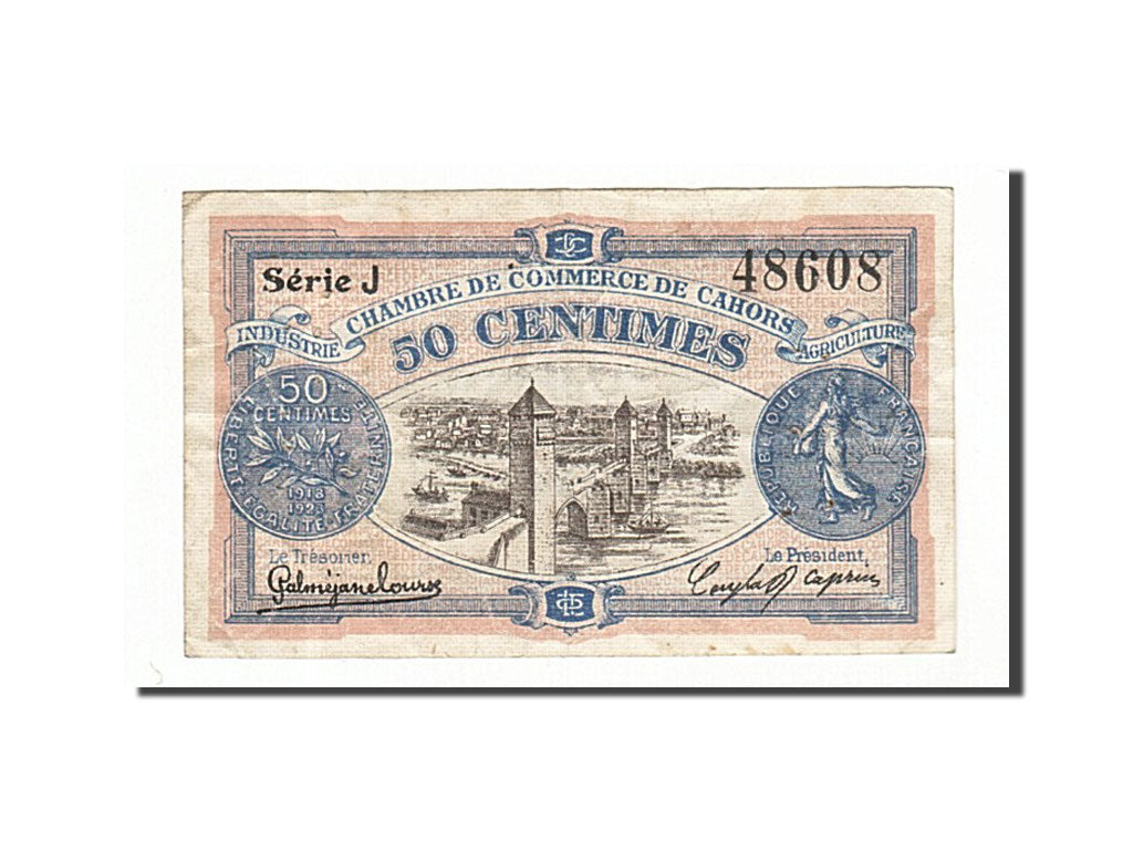 Banknote, Pirot:35-21, 50 Centimes, 1918, France, EF(40-45), Cahors