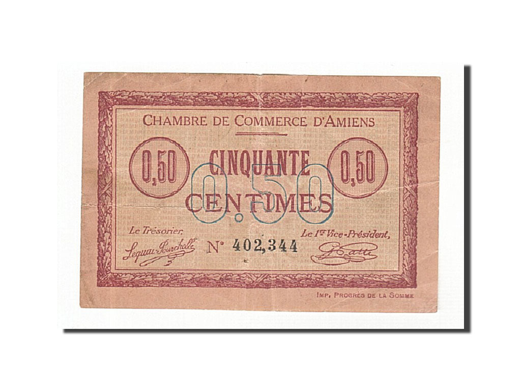 Billet, France, Amiens, 50 Centimes, 1915, TTB, Pirot:7-26