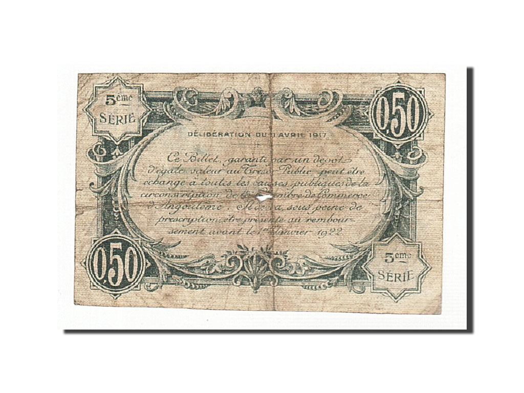 Banknot, Francja, Angoulême, 50 Centimes, 1917, F(12-15), Pirot:9-40