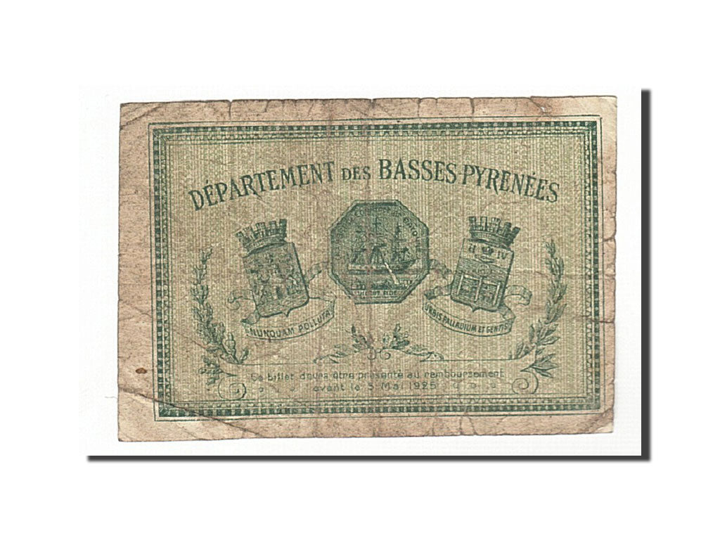 Banknote, Pirot:21-66, 50 Centimes, 1920, France, VF(20-25), Bayonne