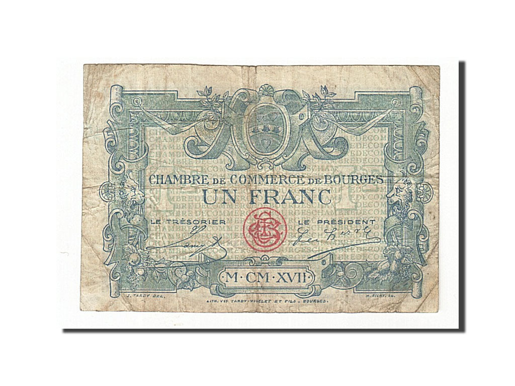 Billete, 1 Franc, Pirot:32-11, 1917, Francia, BC, Bourges