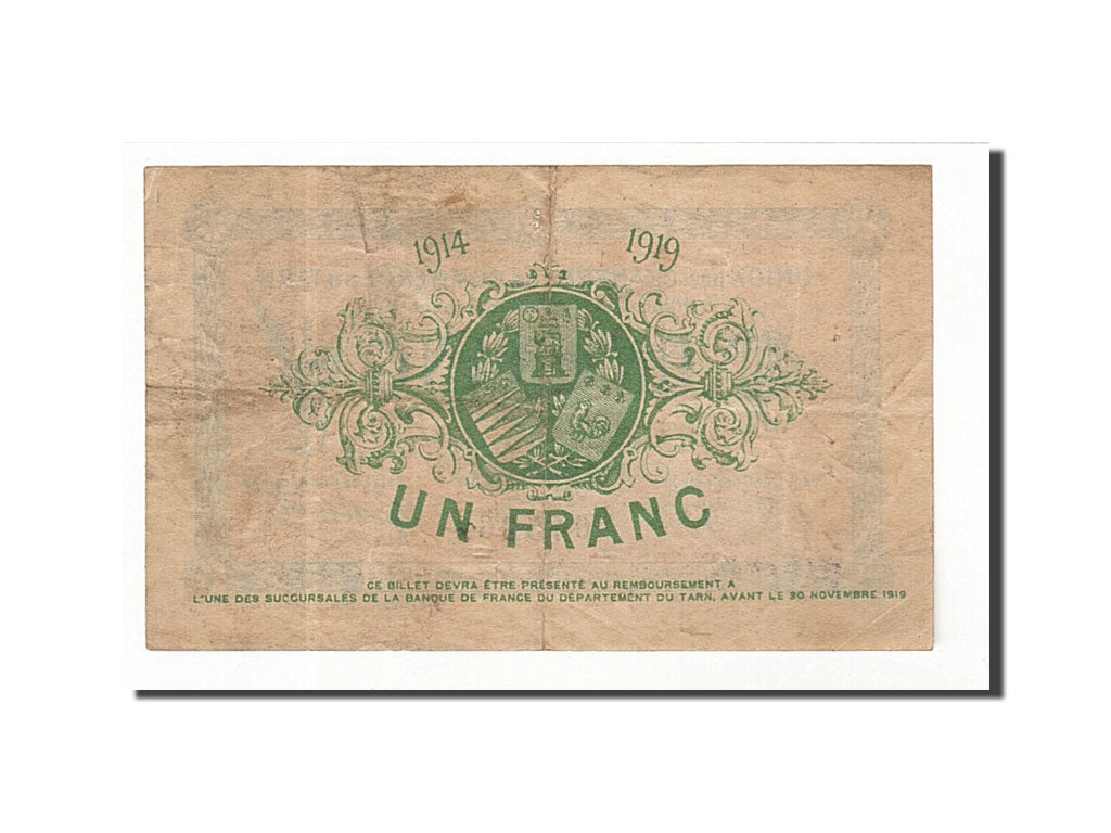 Banknote, Pirot:5-5, 1 Franc, 1914, France, EF(40-45), Albi