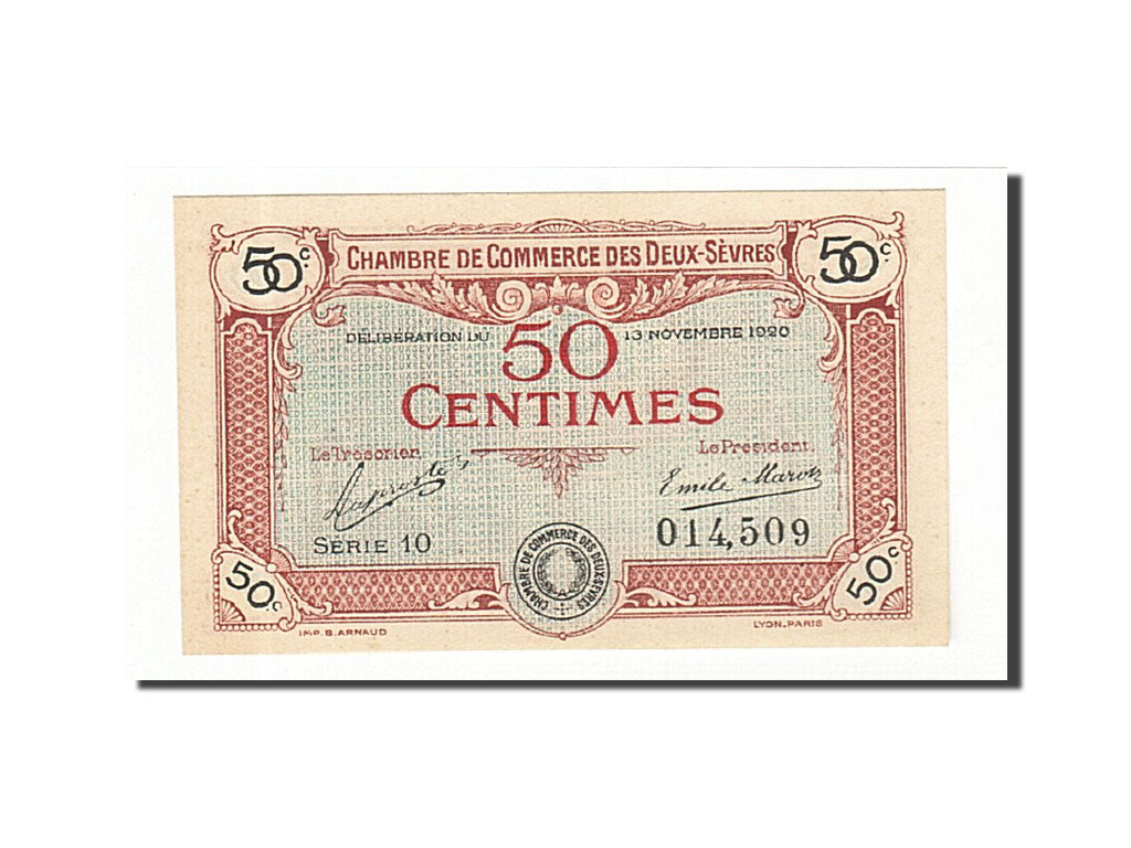 Billet, France, Niort, 50 Centimes, 1920, NEUF, Pirot:93-6