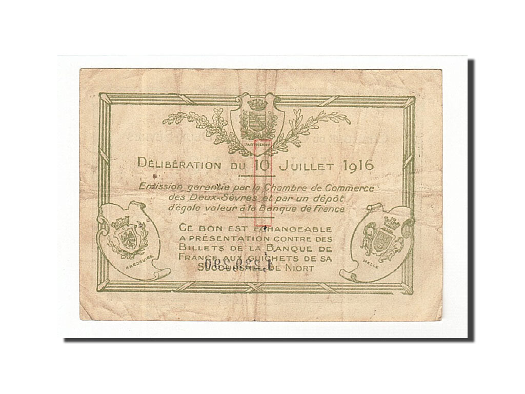 Banconote, Pirot:93-8, BB, Niort, 1 Franc, 1916, Francia