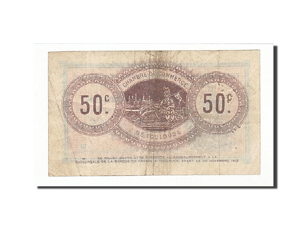 Banknote, Pirot:122-8, 50 Centimes, 1914, France, EF(40-45), Toulouse