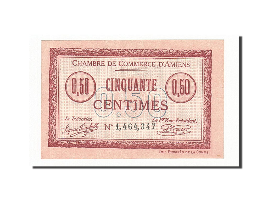 Geldschein, Frankreich, Amiens, 50 Centimes, 1915, UNZ-, Pirot:7-32