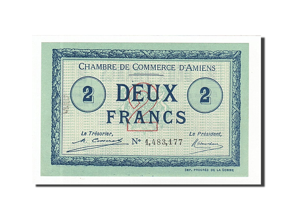 Geldschein, Frankreich, Amiens, 2 Francs, 1920, UNZ, Pirot:7-53