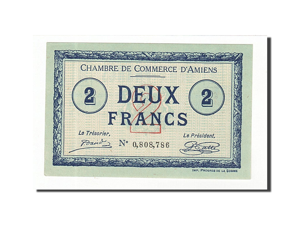 Banknote, Pirot:7-46, 2 Francs, 1915, France, UNC(63), Amiens