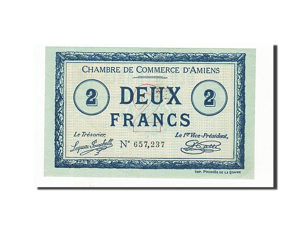Banknote, Pirot:7-38, 2 Francs, 1915, France, UNC(63), Amiens