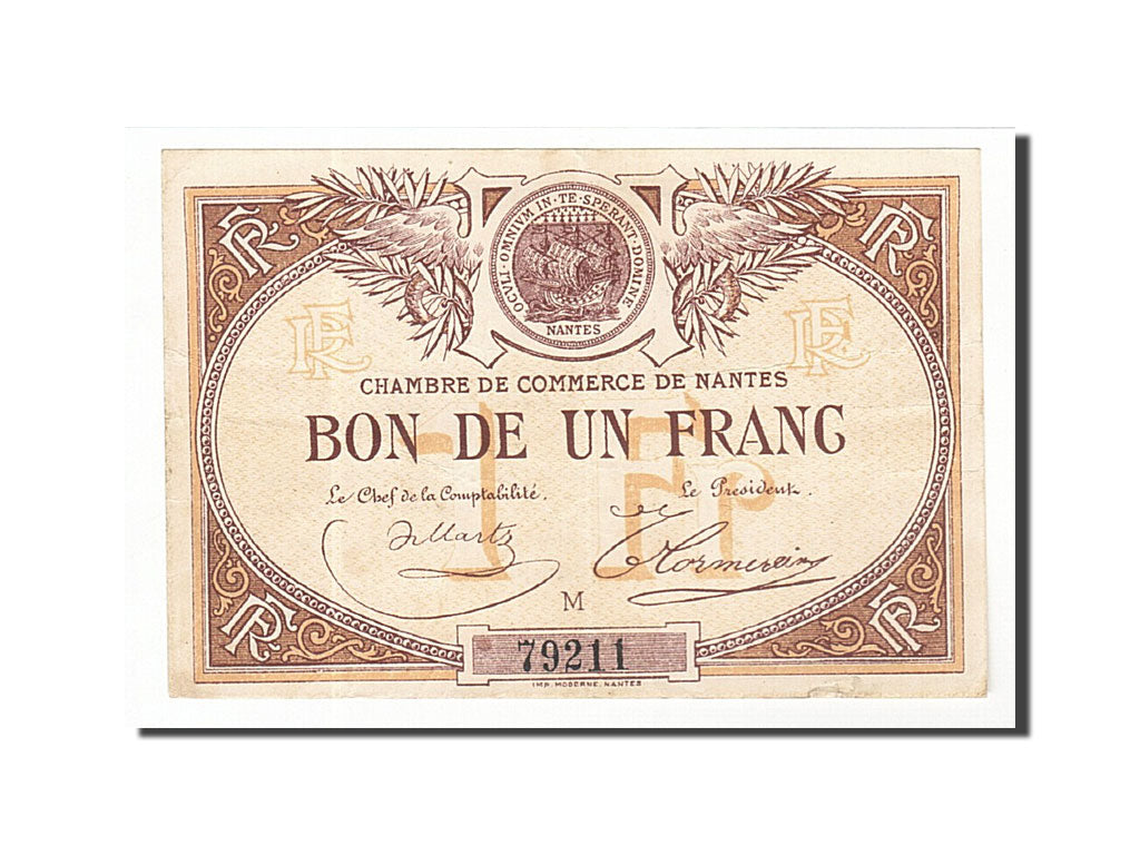 Banknote, Pirot:88-5, 1 Franc, France, AU(50-53), Nantes