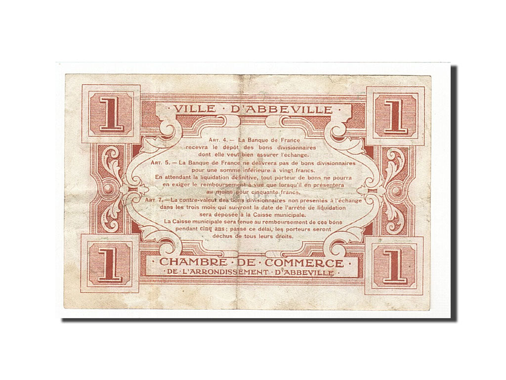 Banconote, Pirot:1-9, BB, Abbeville, 1 Franc, Francia