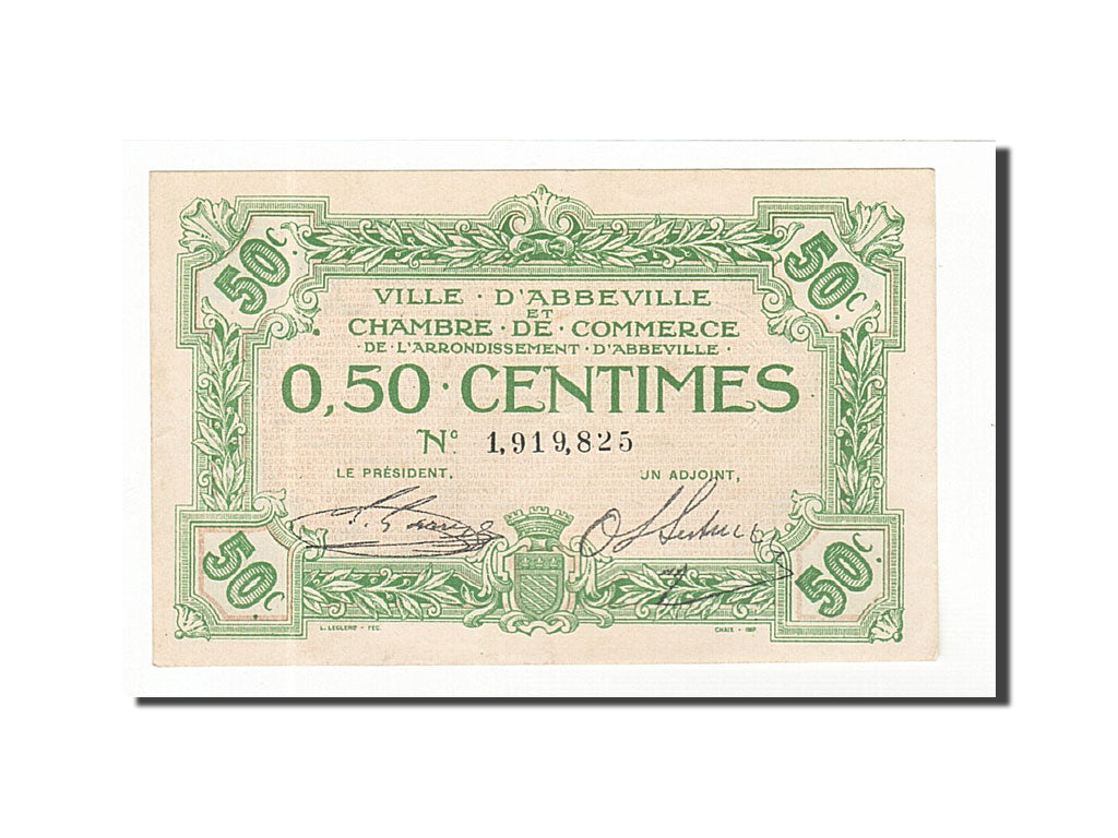 Geldschein, Frankreich, Abbeville, 50 Centimes, VZ, Pirot:1-19