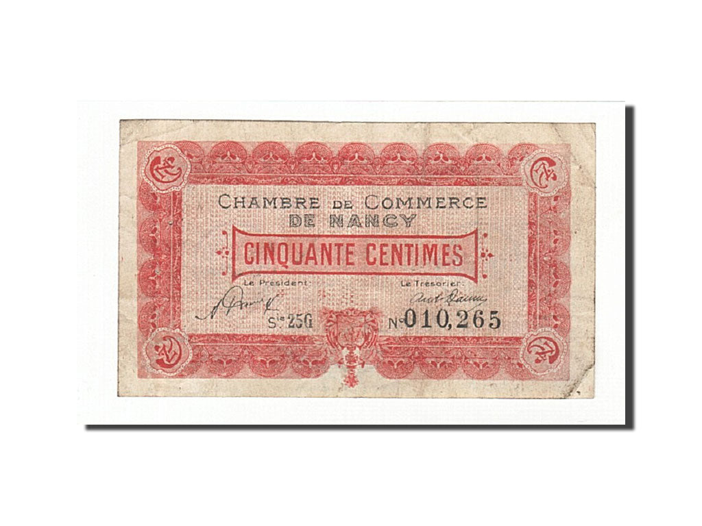 Banknot, Francja, Nancy, 50 Centimes, 1921, EF(40-45), Pirot:87-43