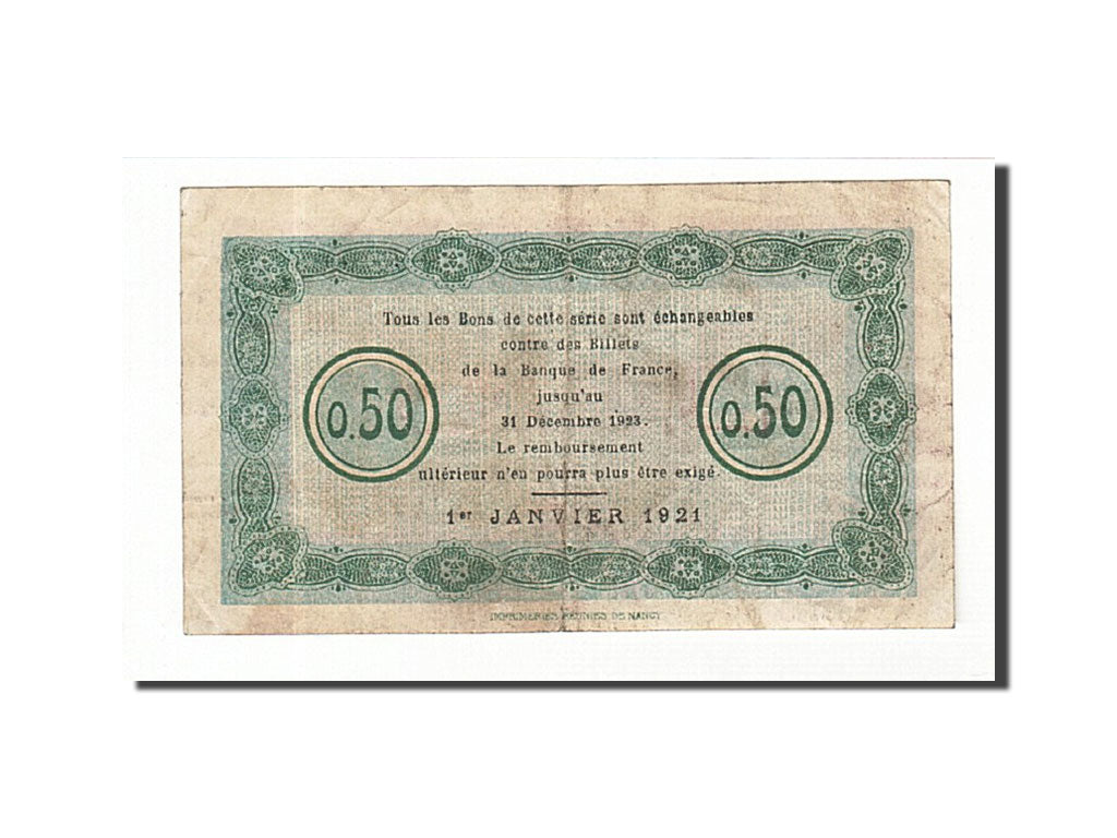 Banknot, Francja, Nancy, 50 Centimes, 1921, EF(40-45), Pirot:87-43