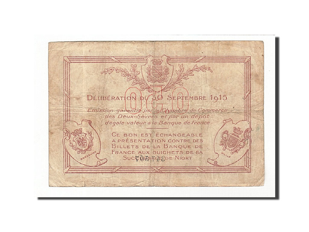 Banknote, Pirot:93-1, 50 Centimes, 1915, France, EF(40-45), Niort