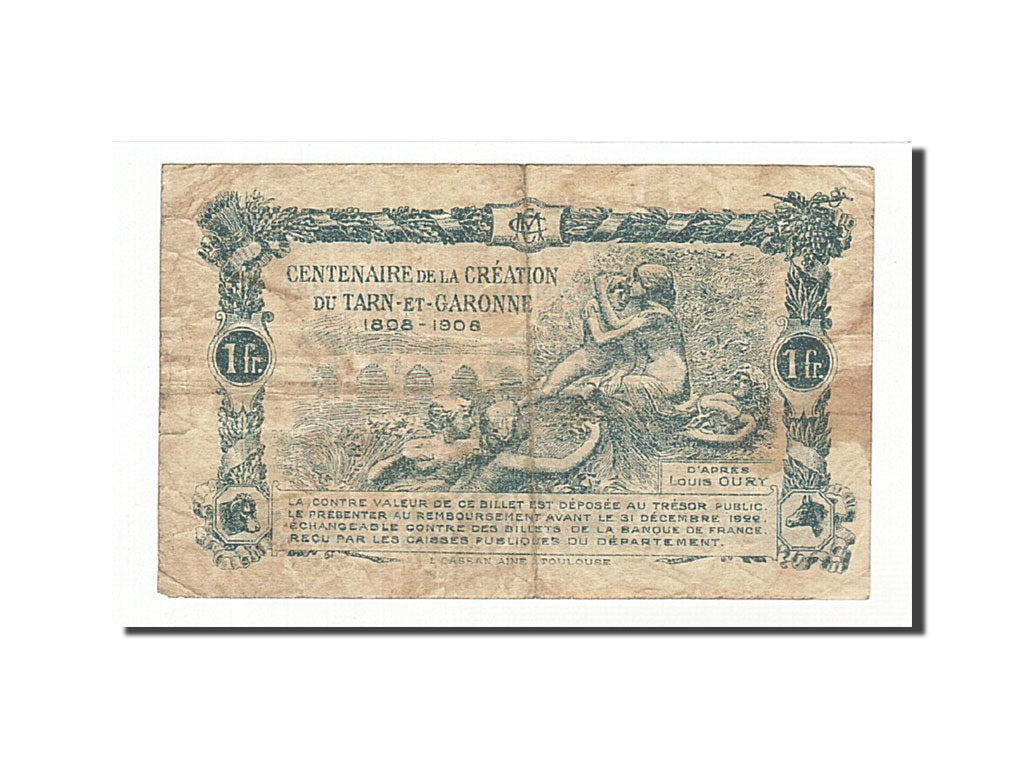 Banknot, Francja, Montauban, 1 Franc, 1917, EF(40-45), Pirot:83-15