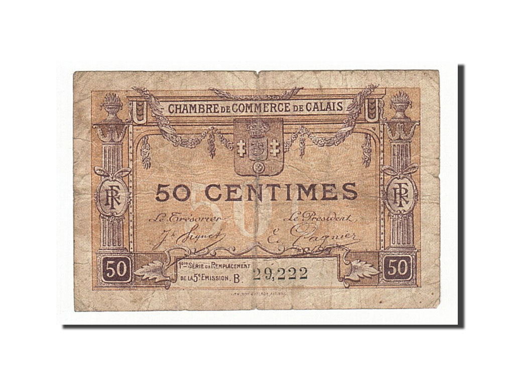 Geldschein, Frankreich, Calais, 50 Centimes, S, Pirot:36-33