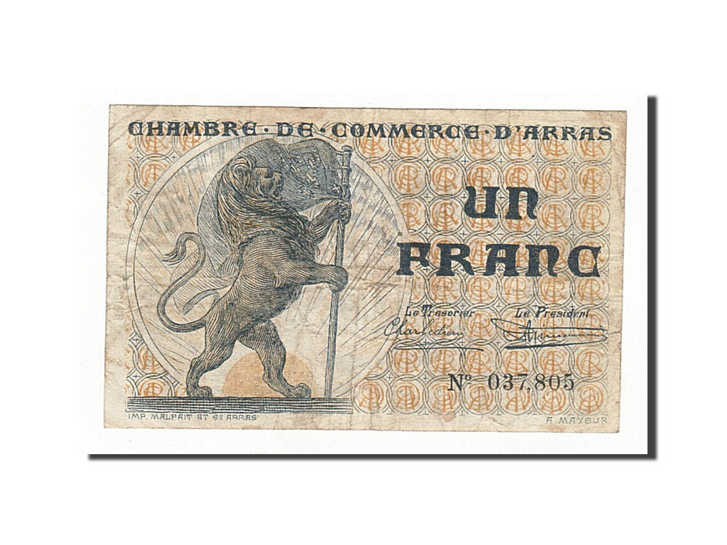 Geldschein, Frankreich, Arras, 1 Franc, SS, Pirot:13-5