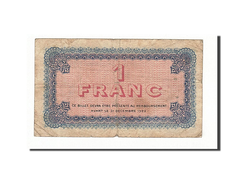 Banconote, Pirot:77-23, MB, Lyon, 1 Franc, 1920, Francia