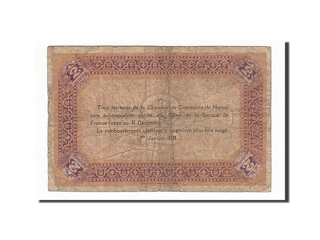 Billet, France, Nancy, 2 Francs, 1921, TB, Pirot:87-52