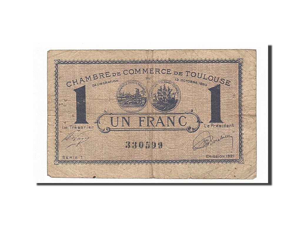 Banknote, Pirot:122-41, 1 Franc, 1920, France, VF(30-35), Toulouse