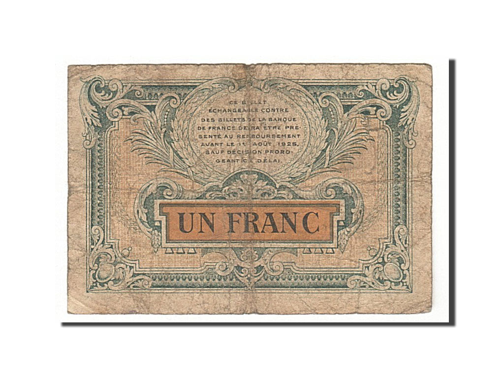 Banknote, Pirot:25-27, 1 Franc, 1922, France, VF(20-25), Besançon