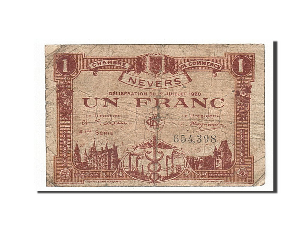 Banknote, Pirot:90-19, 1 Franc, 1920, France, VF(20-25), Nevers