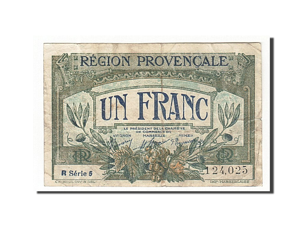 Banknote, Pirot:102-18, 1 Franc, France, EF(40-45), Marseille
