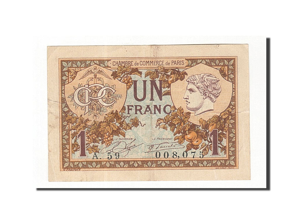 Banconote, Pirot:97-36, BB+, Paris, 1 Franc, 1920, Francia
