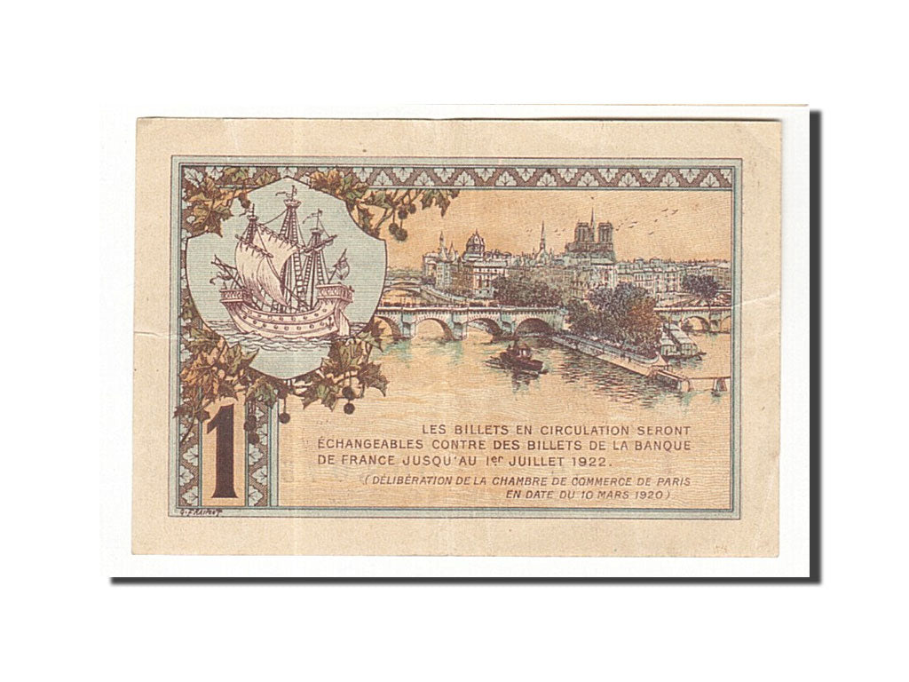 Banconote, Pirot:97-36, BB+, Paris, 1 Franc, 1920, Francia
