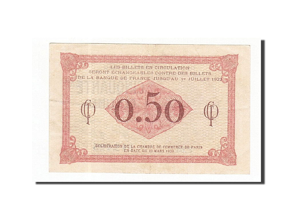 Banknote, Pirot:97-10, 50 Centimes, 1920, France, AU(50-53), Paris