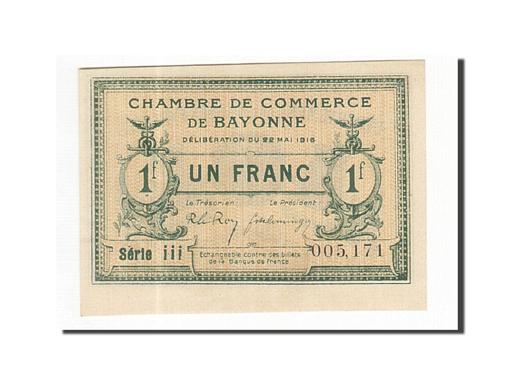Billet, France, Bayonne, 1 Franc, 1916, SPL, Pirot:21-32