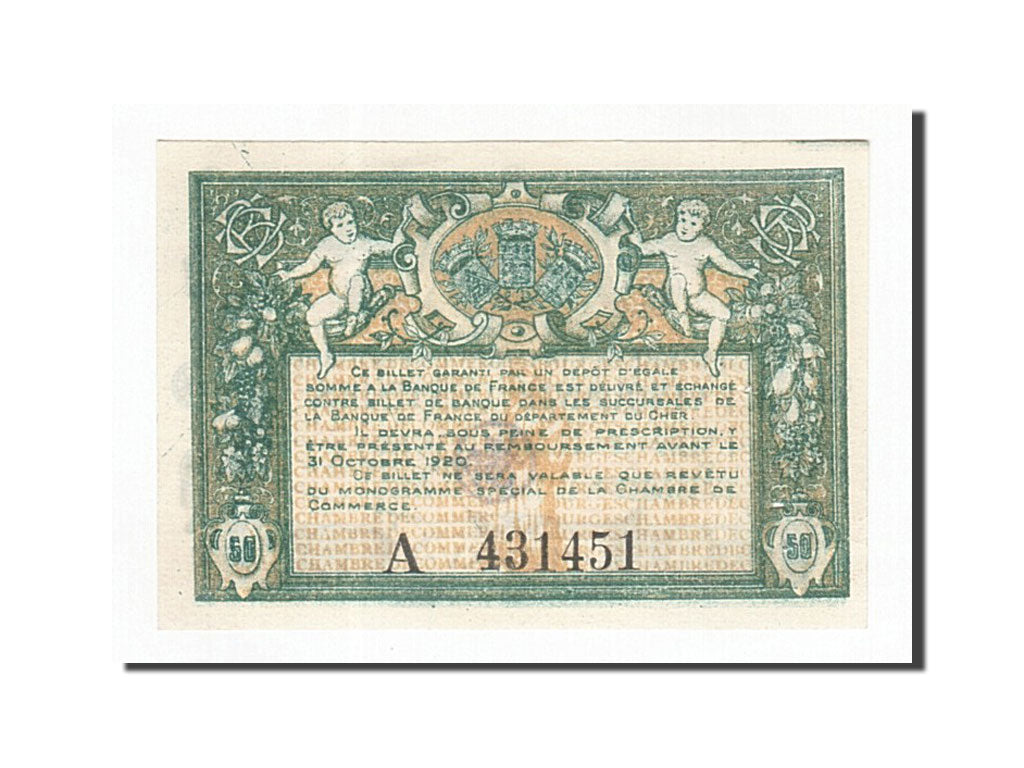 Billete, 50 Centimes, Pirot:32-1, 1915, Francia, UNC, Bourges