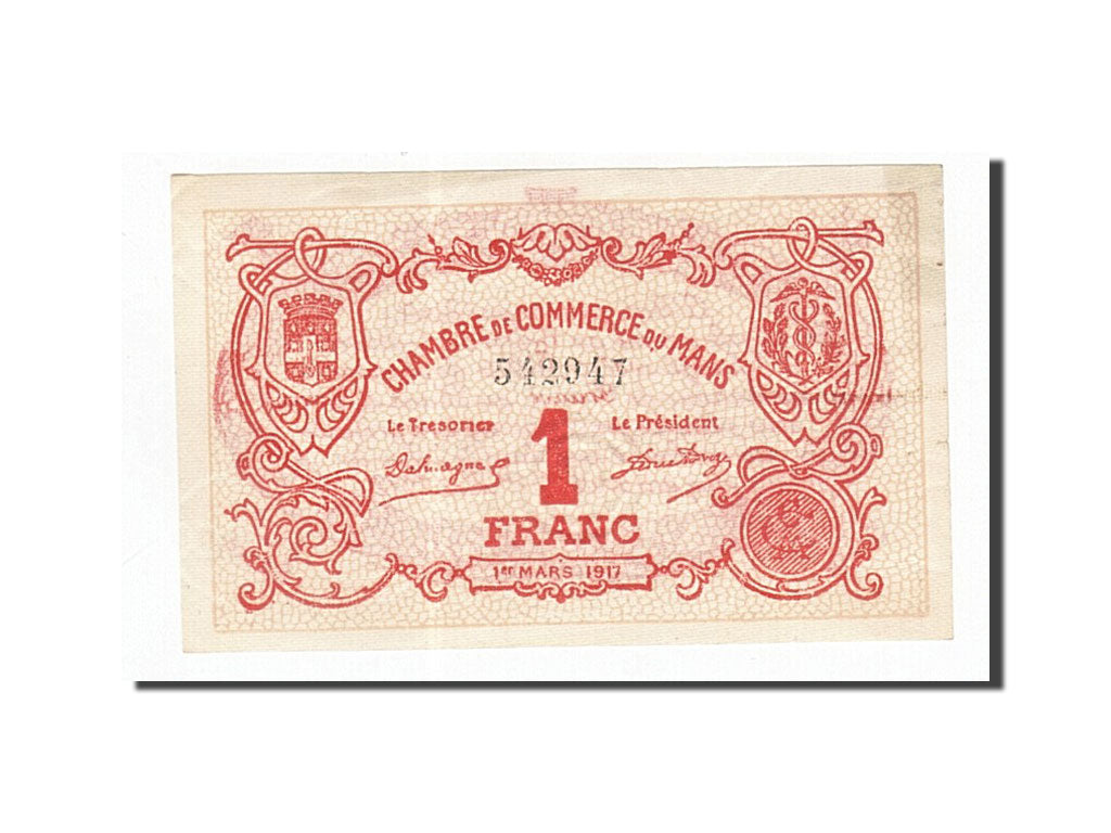 Billete, 1 Franc, Pirot:69-12, 1917, Francia, EBC, Le Mans