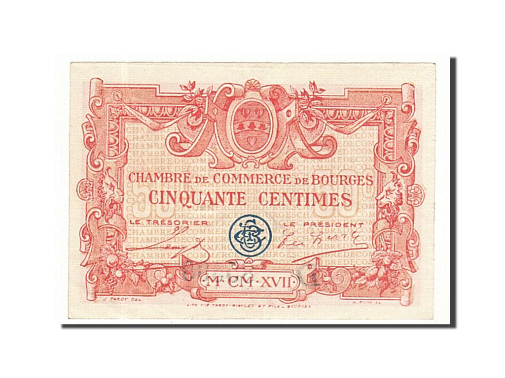 Banconote, Pirot:32-12, FDS, Bourges, 50 Centimes, 1917, Francia