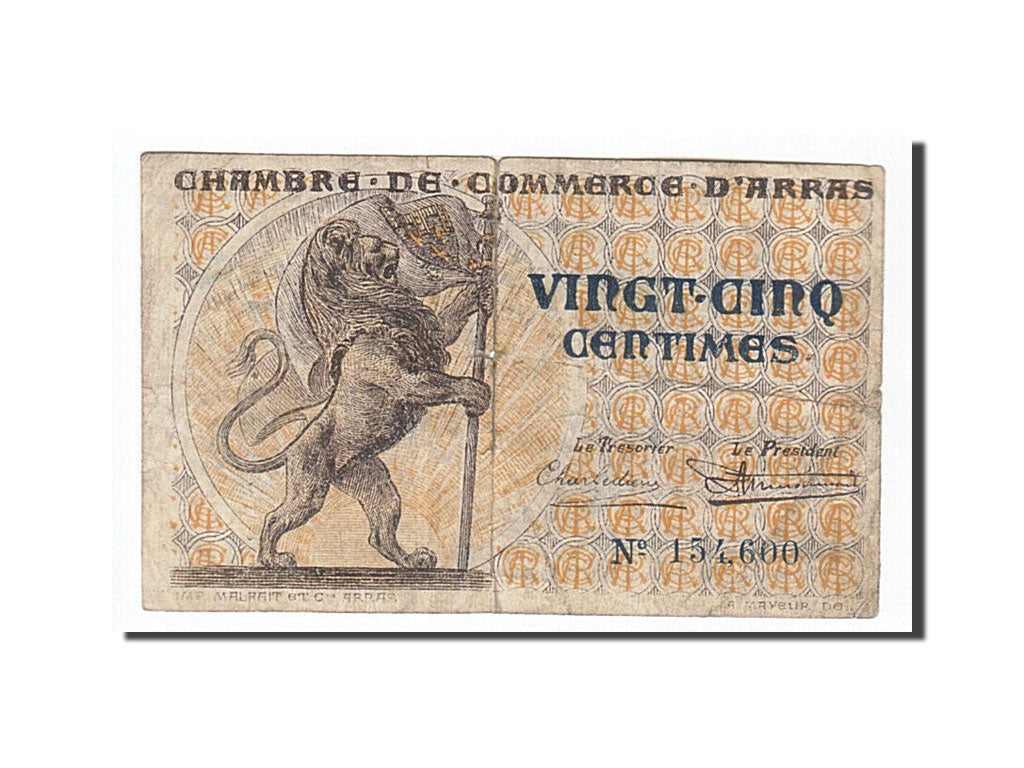 Geldschein, Frankreich, Arras, 25 Centimes, S+, Pirot:13-3