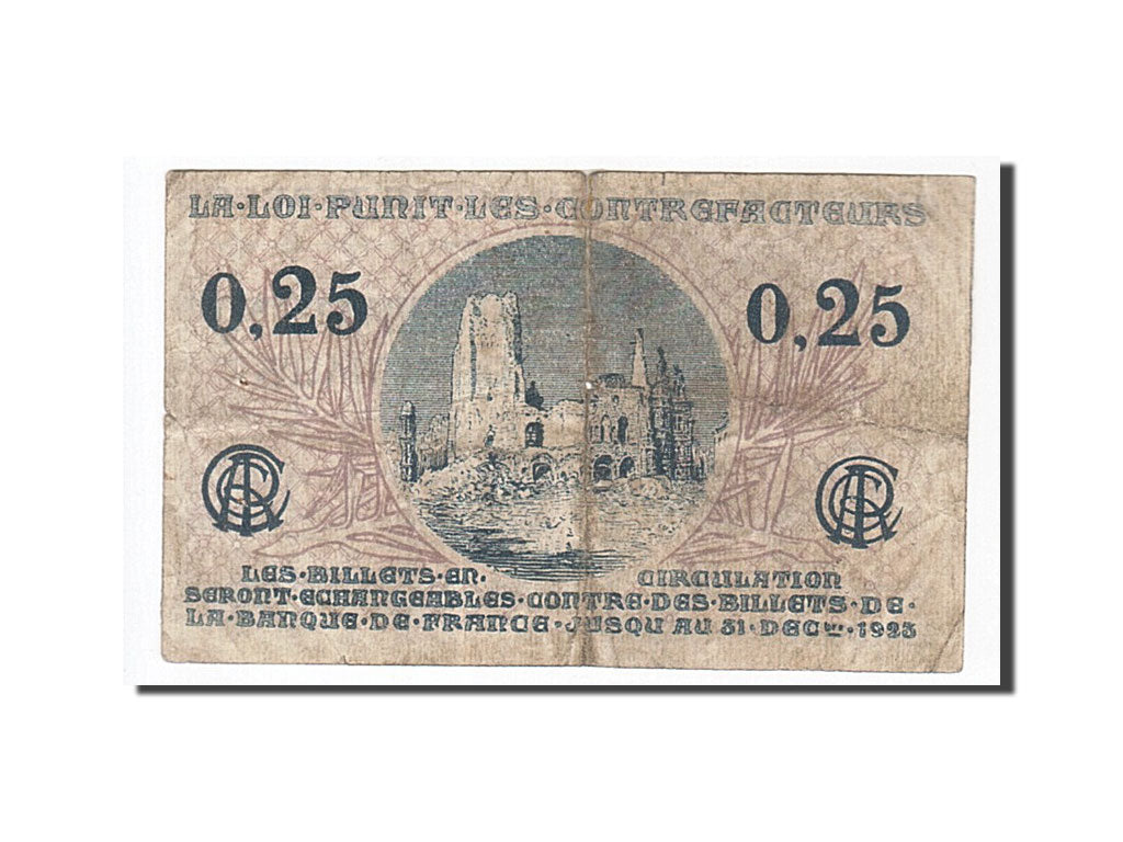 Geldschein, Frankreich, Arras, 25 Centimes, S+, Pirot:13-3