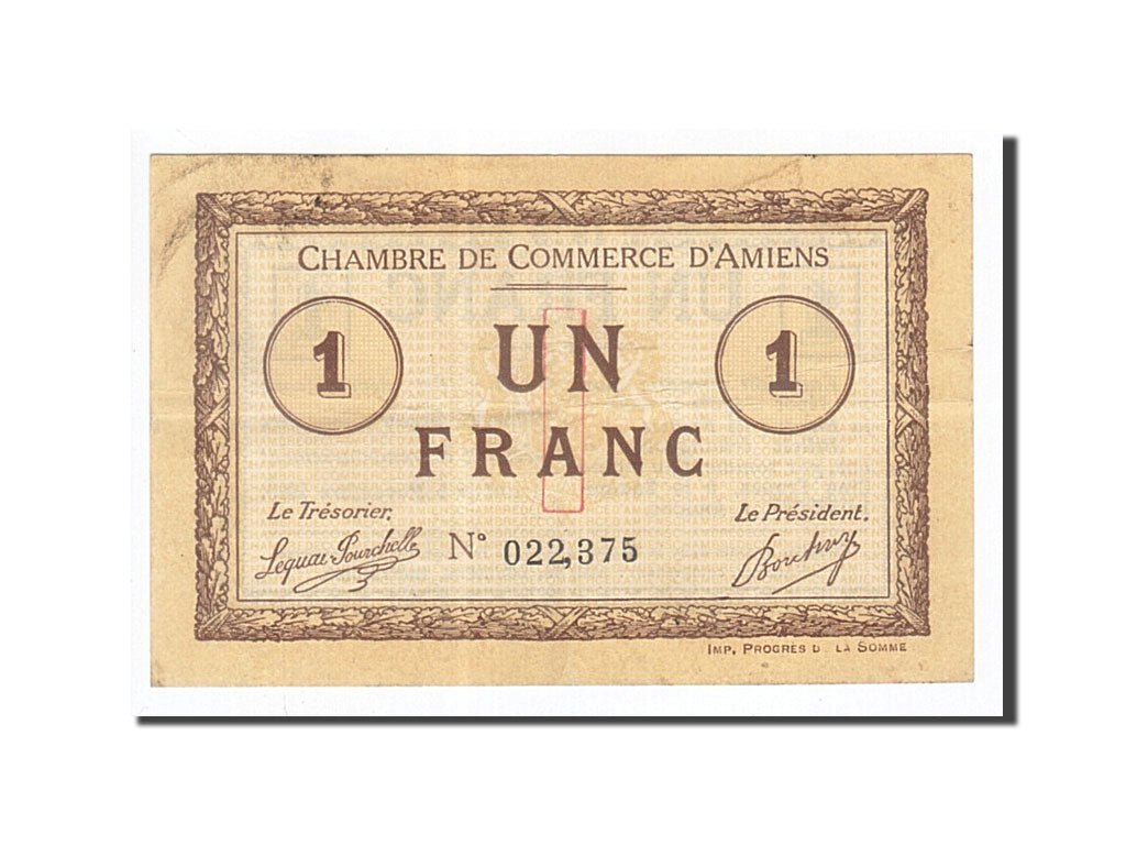 Biljet, Pirot:7-8, 1 Franc, 1915, Frankrijk, TTB, Amiens