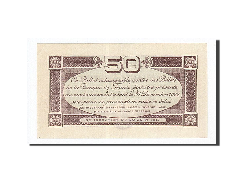 Banknote, Pirot:122-22, 50 Centimes, 1917, France, AU(55-58), Toulouse