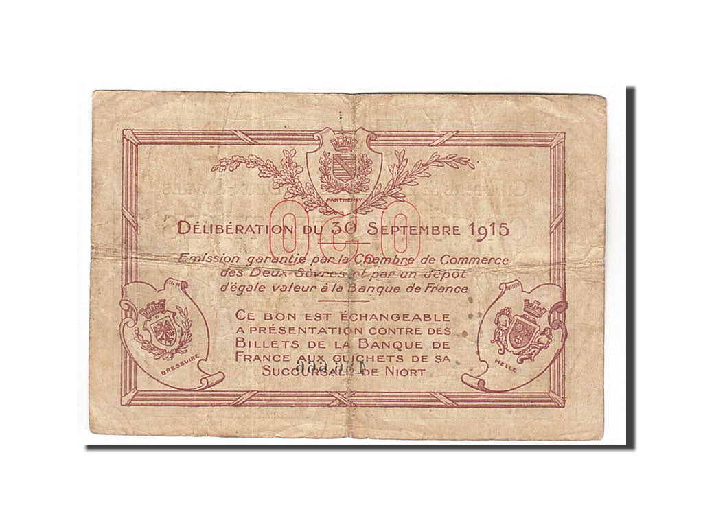 Banknote, Pirot:93-1, 50 Centimes, 1915, France, VF(20-25), Niort