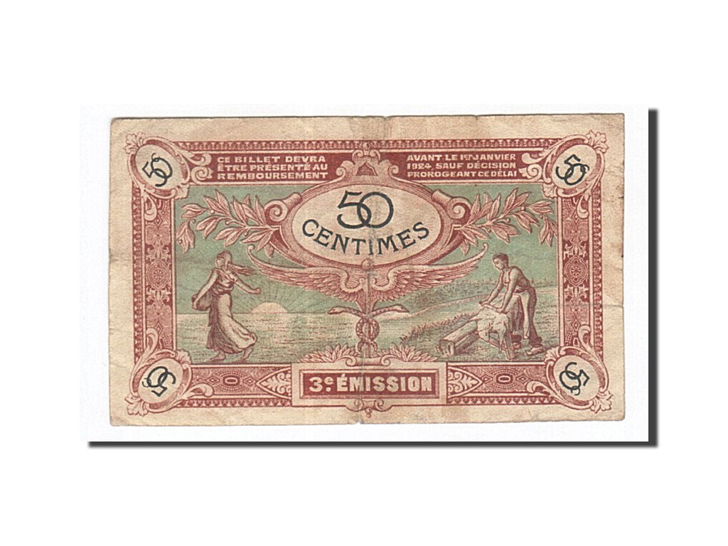 Banknote, Pirot:93-10, 50 Centimes, 1920, France, EF(40-45), Niort