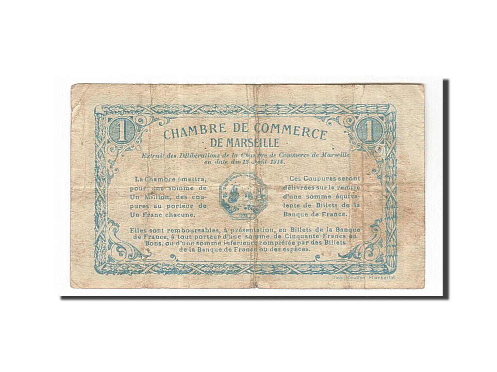 Billet, France, Marseille, 1 Franc, 1914, TTB, Pirot:79-11