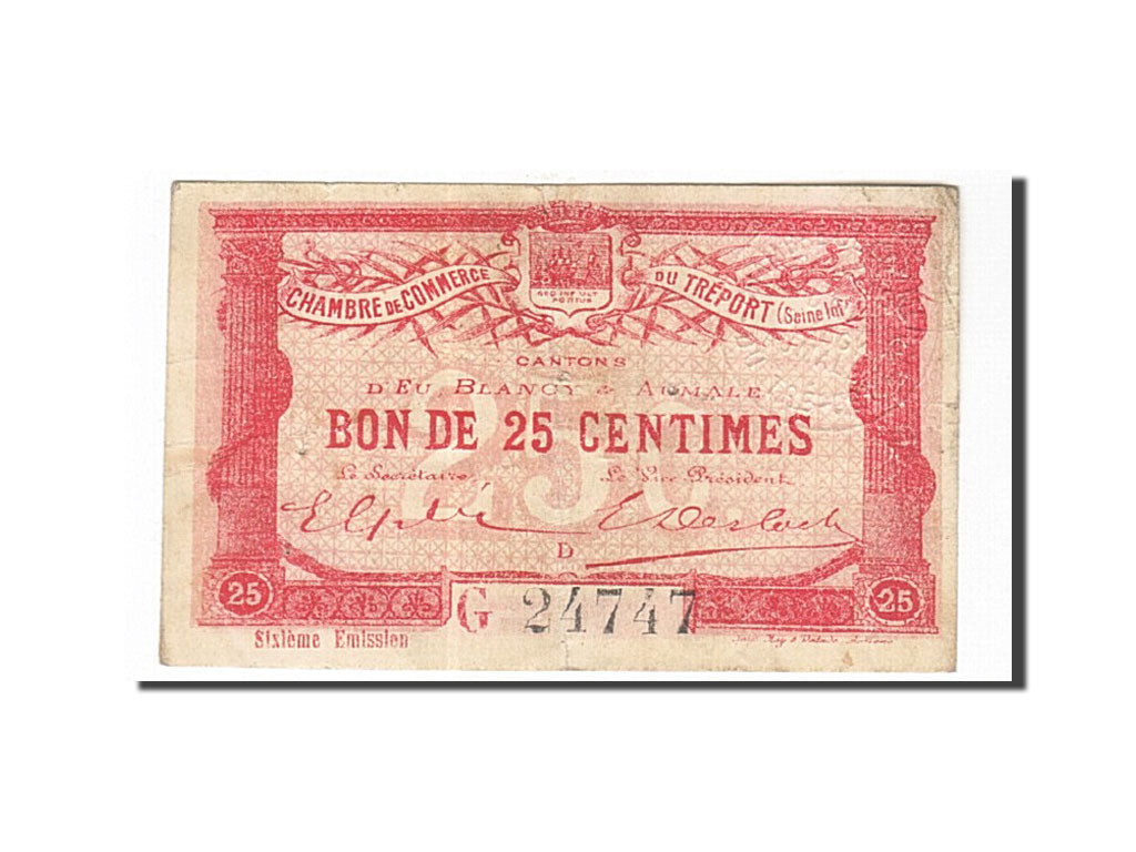 Banconote, Pirot:71-23, BB, Le Tréport, 25 Centimes, 1916, Francia