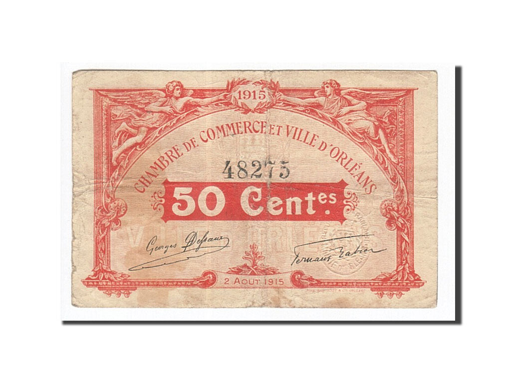 Banknote, Pirot:95-4, 50 Centimes, 1915, France, EF(40-45), Orléans
