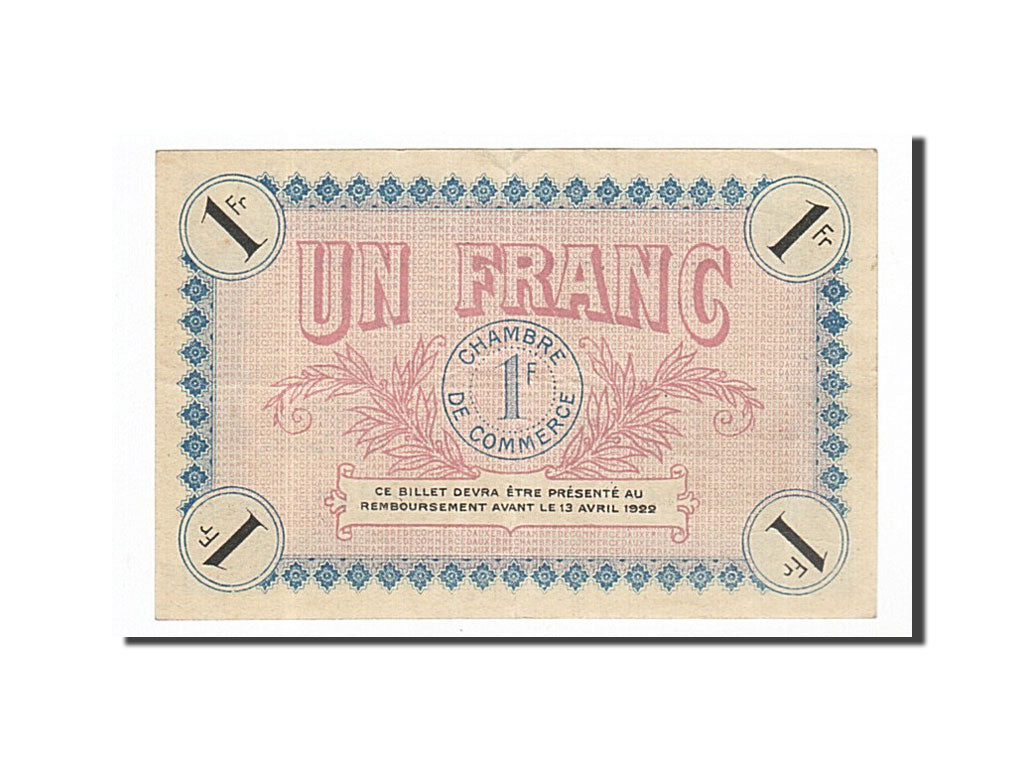 Banconote, Pirot:17-17, SPL-, Auxerre, 1 Franc, 1917, Francia