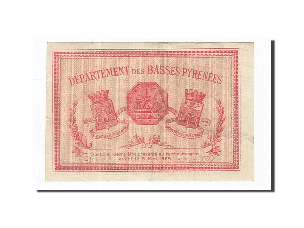 Banconote, Pirot:21-68, BB+, Bayonne, 2 Francs, 1920, Francia