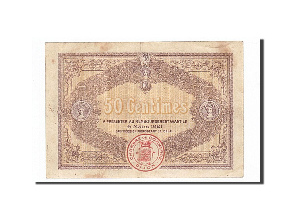 Banconote, Pirot:53-7, BB, Dijon, 50 Centimes, 1916, Francia