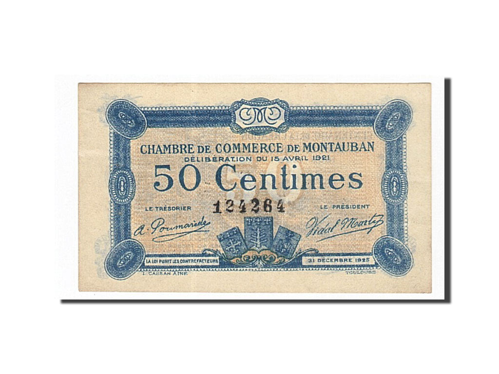 Banknote, Pirot:83-17, 50 Centimes, 1921, France, AU(55-58), Montauban